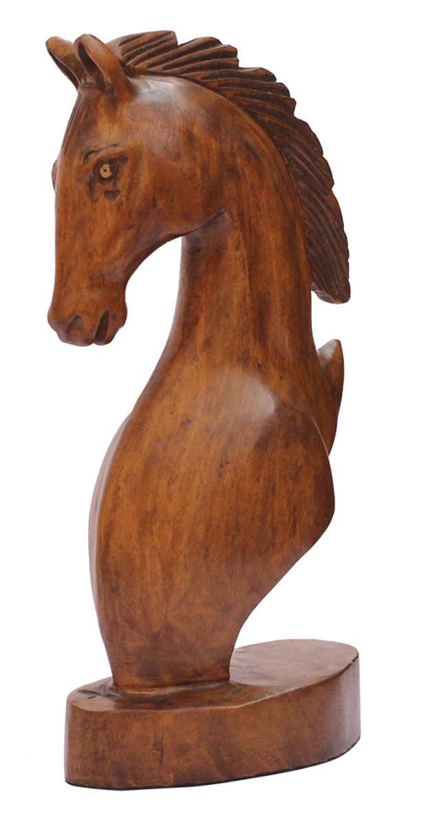 Wholesale 8” Horse Bust Figurine & Statue - Buy in Bulk Handmade Horse Bust Sculpture in Wood - Decoration Piece/Good Luck Sculptures - Home & Office Decor