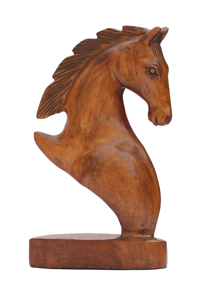 Wholesale 8” Horse Bust Figurine & Statue - Buy in Bulk Handmade Horse Bust Sculpture in Wood - Decoration Piece/Good Luck Sculptures - Home & Office Decor