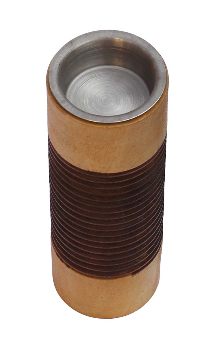 Bulk Wholesale - Hand-Carved 6” Cylindrical Candle-Stand in Light & Dark Brown Wood – Antique-Look Candle Holder with a Metal Groove – Home Decor