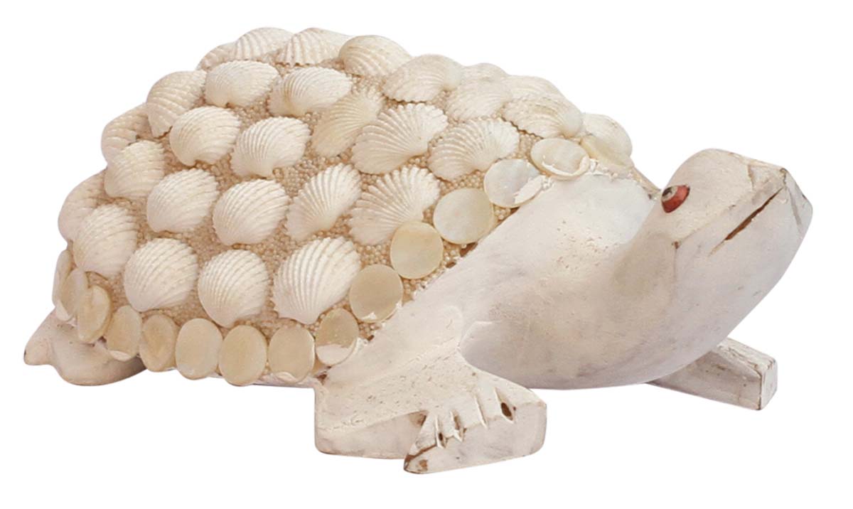Buy Bulk Wholesale 6” Wooden Tortoise Figurine - Source Handmade Wood Turtle Sculpture Enhanced with White Sea-Shells - Feng Shui Items & Good Luck Charms from India