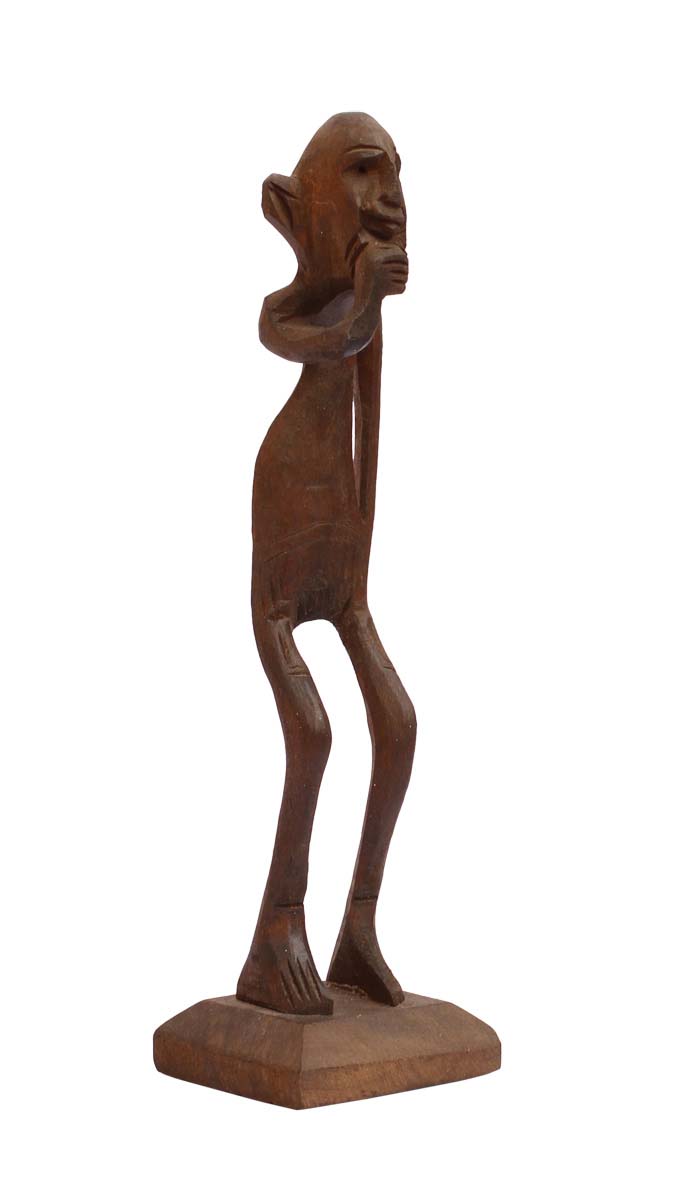 Bulk Wholesale Hand-Carved 6.4” Decoration Piece of Tribal Smiling African Man in Brown Wood – Antique-Look Home Décor from India