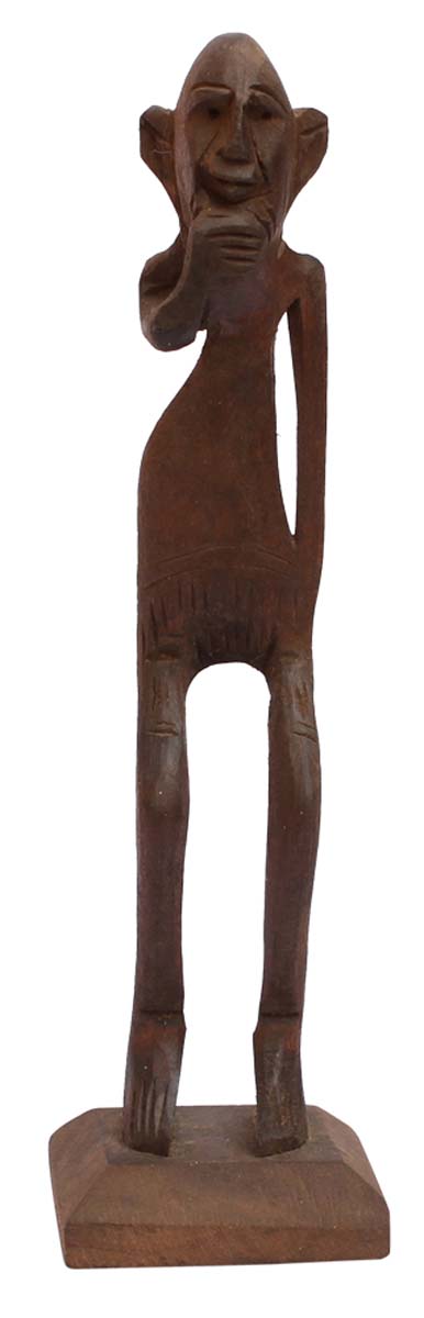 Bulk Wholesale Hand-Carved 6.4” Decoration Piece of Tribal Smiling African Man in Brown Wood – Antique-Look Home Décor from India