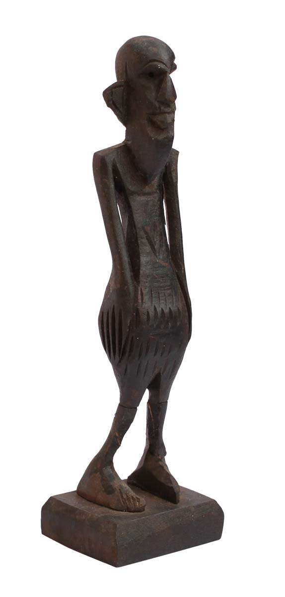 Bulk Wholesale Hand-Carved 6.3” Decoration Piece of Tribal Smiling African Man in Black Wood – Antique-Look Home Décor from India