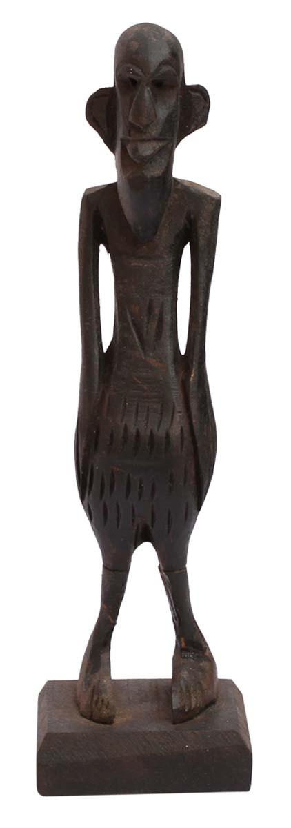 Bulk Wholesale Hand-Carved 6.3” Decoration Piece of Tribal Smiling African Man in Black Wood – Antique-Look Home Décor from India