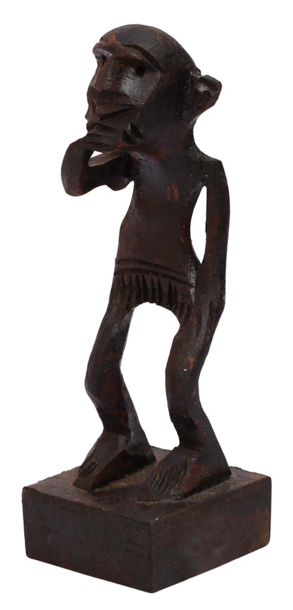 Bulk Wholesale Hand-Carved 3.4” Decoration Piece of a Thinking Tribal African Man in Black Wood – Antique-Look Home Décor from India