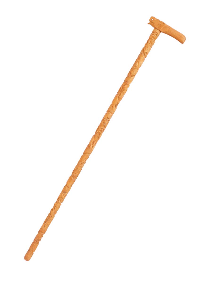 Bulk Buy Hand-Carved 37” Folding Walking Stick with Elephant Carving in Wood & a Elephant-Shaped Handle - Wholesale Antique-Look Sticks/Canes from India