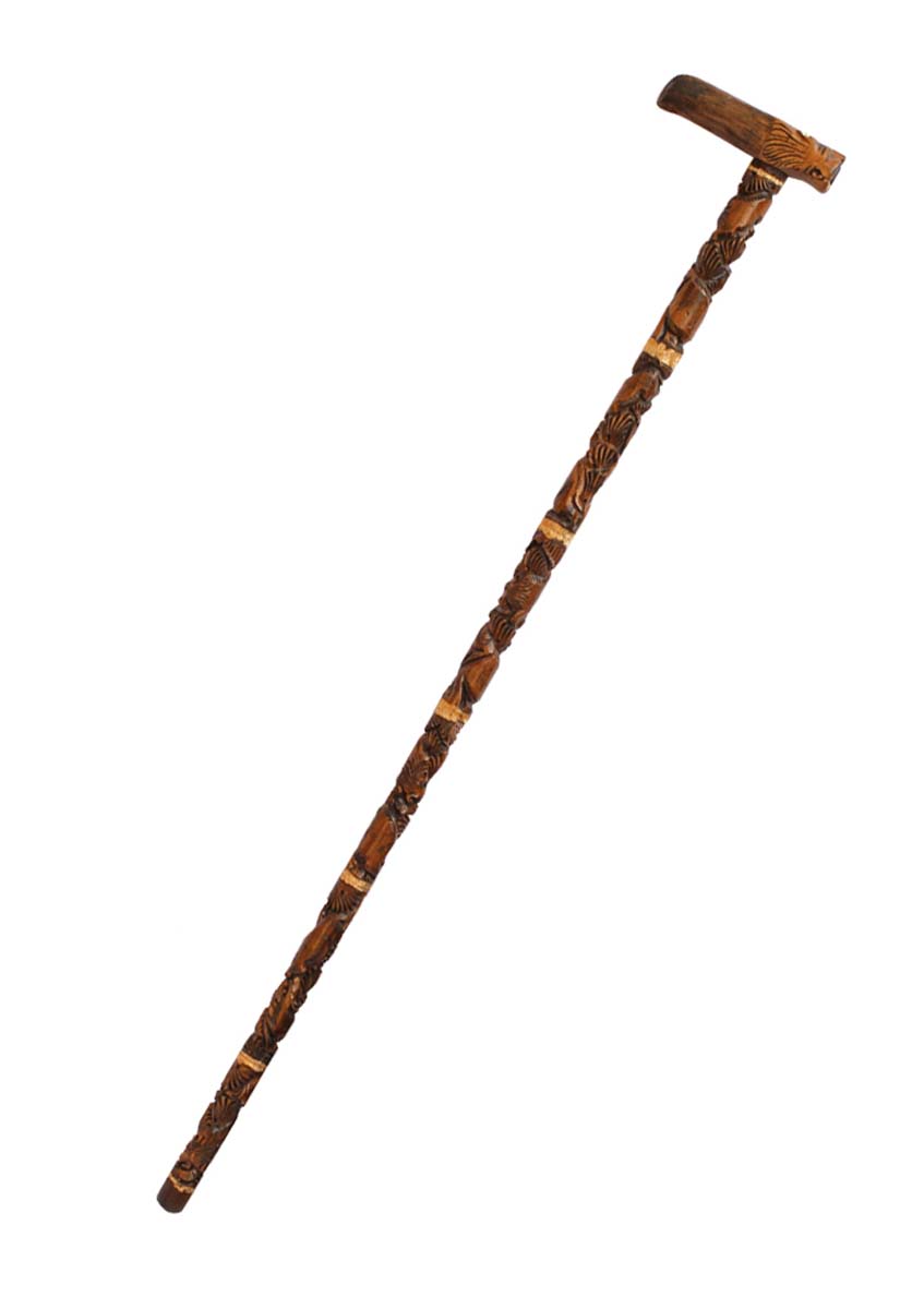Handmade 35.4” Walking Stick/Cane in Bulk - Wholesale Hand-Carved Folding Walking Stick with Lion Carving in Wood & a Lion-Shaped Handle from India