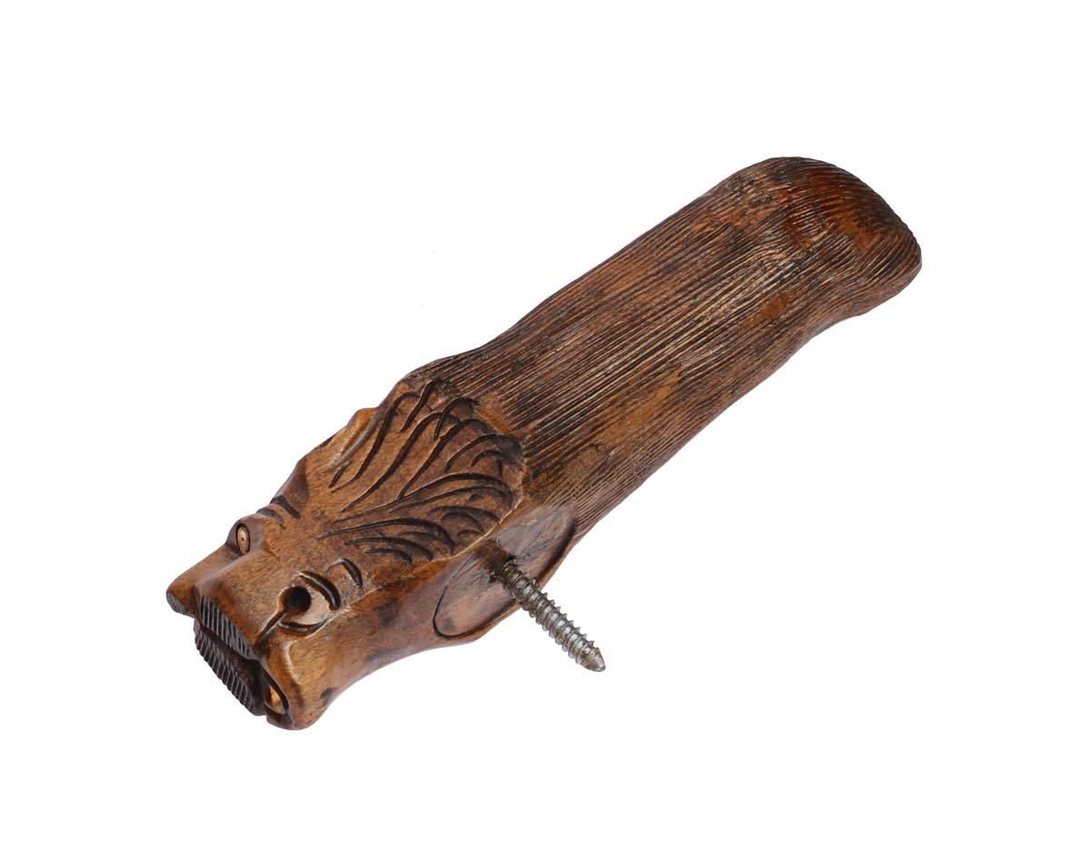 Handmade 35.4” Walking Stick/Cane in Bulk - Wholesale Hand-Carved Folding Walking Stick with Lion Carving in Wood & a Lion-Shaped Handle from India