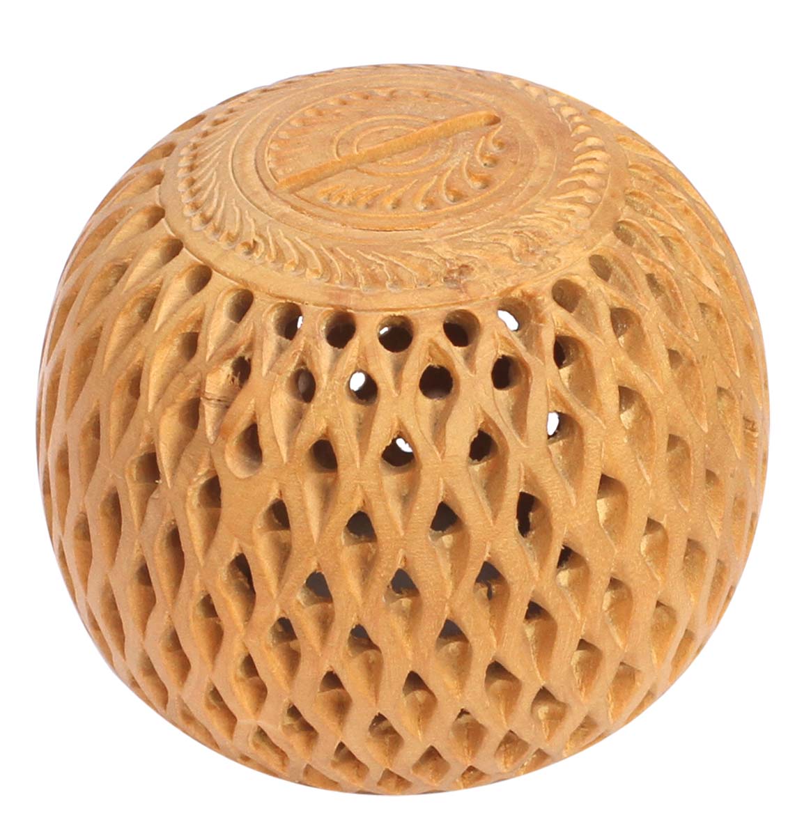 Wholesale Wooden Ball Shaped 4” Cute Piggy/Money Bank - Hand Carved Ball Shaped Coin Bank with Open-Work - Kids Nursery/Home Decor Gifts from India