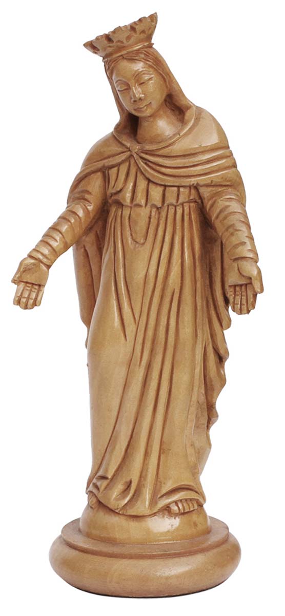 Bulk Wholesale Hand-Carved 6.5” Statue / Sculpture of ‘Mother Mary - Symbol of Grace & Purity’ in Wood – Traditional-Look Home Décor Items from India