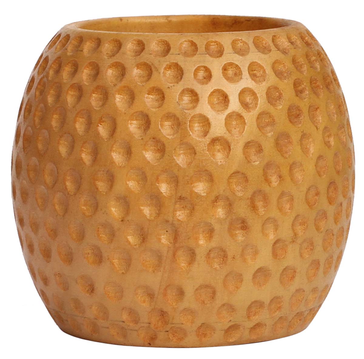 Bulk Wholesale Hand-Carved 3.3” Brown Pen Stand / Holder in Round Shape with Dotted Impressions in Kadam Wood – Office / Desk Accessories from India