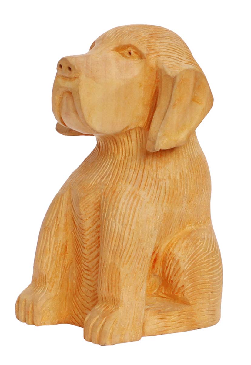 Bulk Wholesale Hand-Carved 3” Statue / Sculpture of ‘Dog - Symbol of Loyalty & Protection’ in Wood – Traditional-Look Home Décor from India