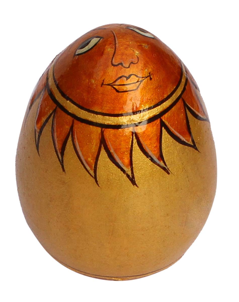 4 Inch Wholesale Easter Eggs in Bulk – Wood Egg with Hand-Painted Sun-Face – Orange Golden - Adorable Easter Gifts/Décor 