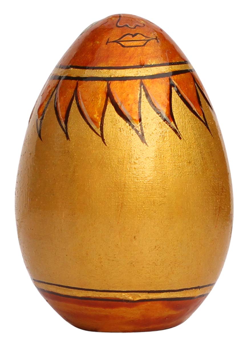 4 Inch Wholesale Easter Eggs in Bulk – Wood Egg with Hand-Painted Sun-Face – Orange Golden - Adorable Easter Gifts/Décor 