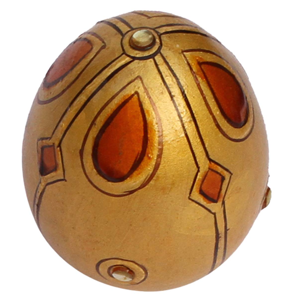 Bulk Wholesale Handcrafted 4” Wood Easter Egg with Hand-Painted Motifs in Golden & Orange Color and Decorated with Beads – Home Décor from India