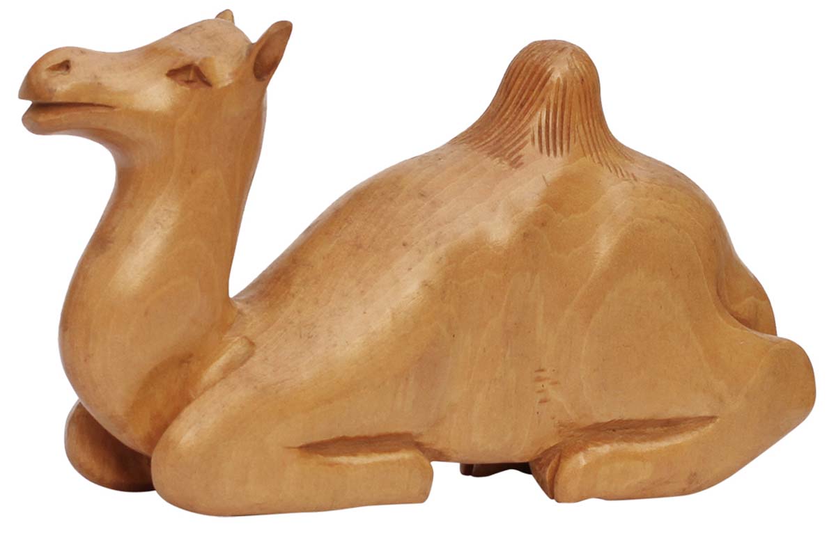 Bulk Buy Camel (Ship of the Desert) Figurine/Statue - Wholesale 4.5” Handmade Wood Brown Camel Sculpture in Sitting Pose - Good Luck Sculptures from India