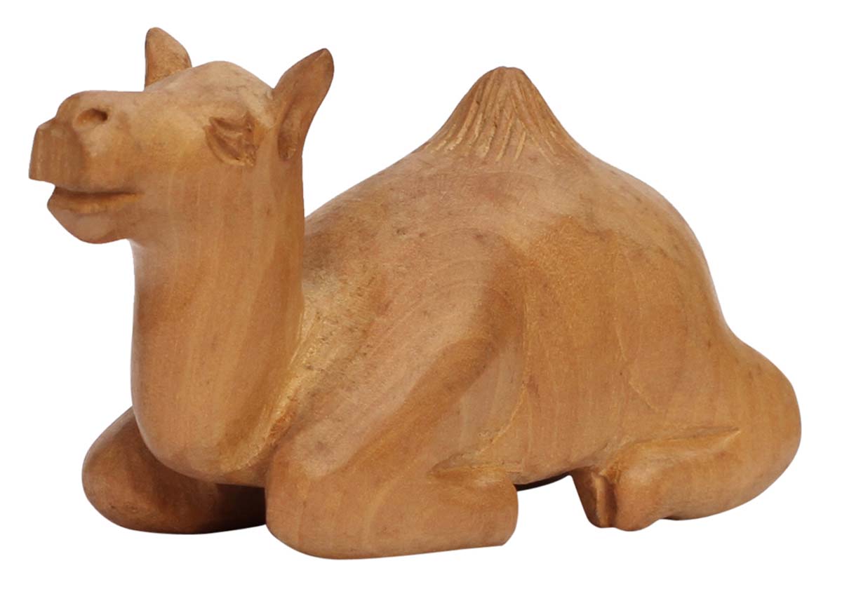 Wholesale Camel (Ship of the Desert) Figurine/Statue in Bulk - Source 4” Handmade Wood Brown Camel Sculpture in Sitting Pose - Good Luck Sculptures from India