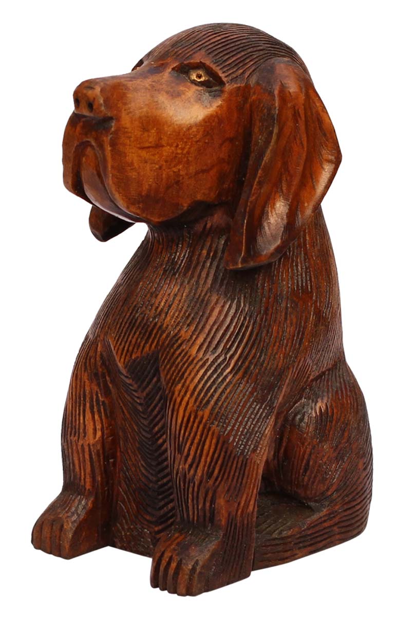 Bulk Wholesale Wooden Statue / Figurine of Dog in Dark-Brown – 5” Hand-Carved Home Décor