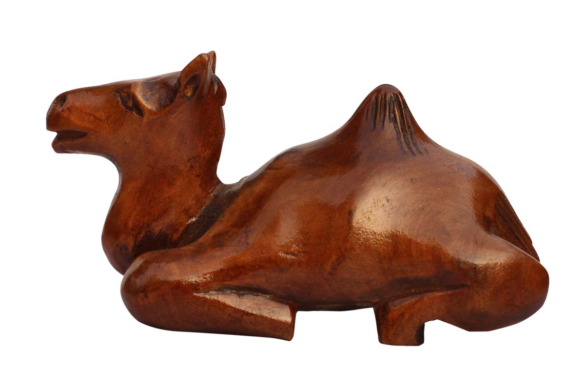 Wholesale Hand-Carved 4” Kadam Wood Statue / Sculpture of ‘Camel in Sitting Pose’ in Dark-Brown – Classy Home Décor from India