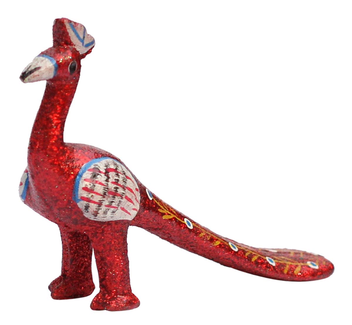 Bulk Wholesale Handmade 6.3” Acrylic Statue / Sculpture of Peacock in Red Color with Minakari Style Painting – Ethnic-Look Home Décor from India