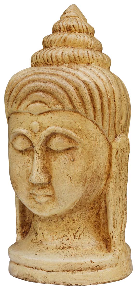 Bulk Religious Figurines – Handmade 15" Lord Buddha Head Statue in Papier Mache – Wholesale Buddha Statues