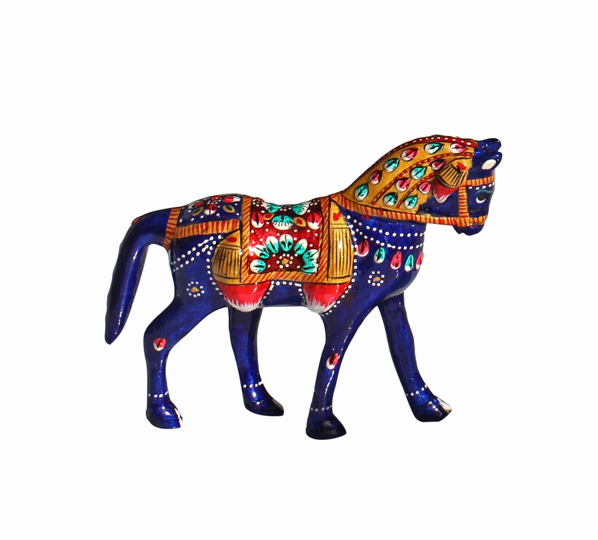 Wholesale 4.7” Metal Horse Figurine with Meenakari Work - Handmade Metal Horse Sculpture/Statue - Unique Home Decor Gifts from India