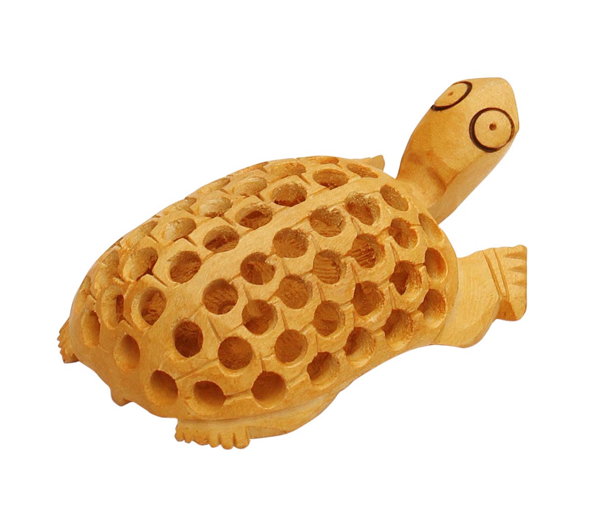 Wholesale Tortoise Figurine/Statue - Buy in Bulk Handmade 4” Wood Filigree Turtle Sculpture with Baby Tortoise Inside - Good Luck Sculptures - Home & Office Decor