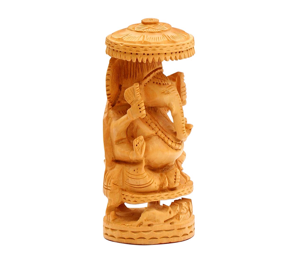 Wholesale Lord Ganesha Figurine - Buy in Bulk 6.2” Hand Carved Wooden Hindu God Figurine/Statue - Unique Good Luck Charms Wood Sculpture - Home & Office Decor