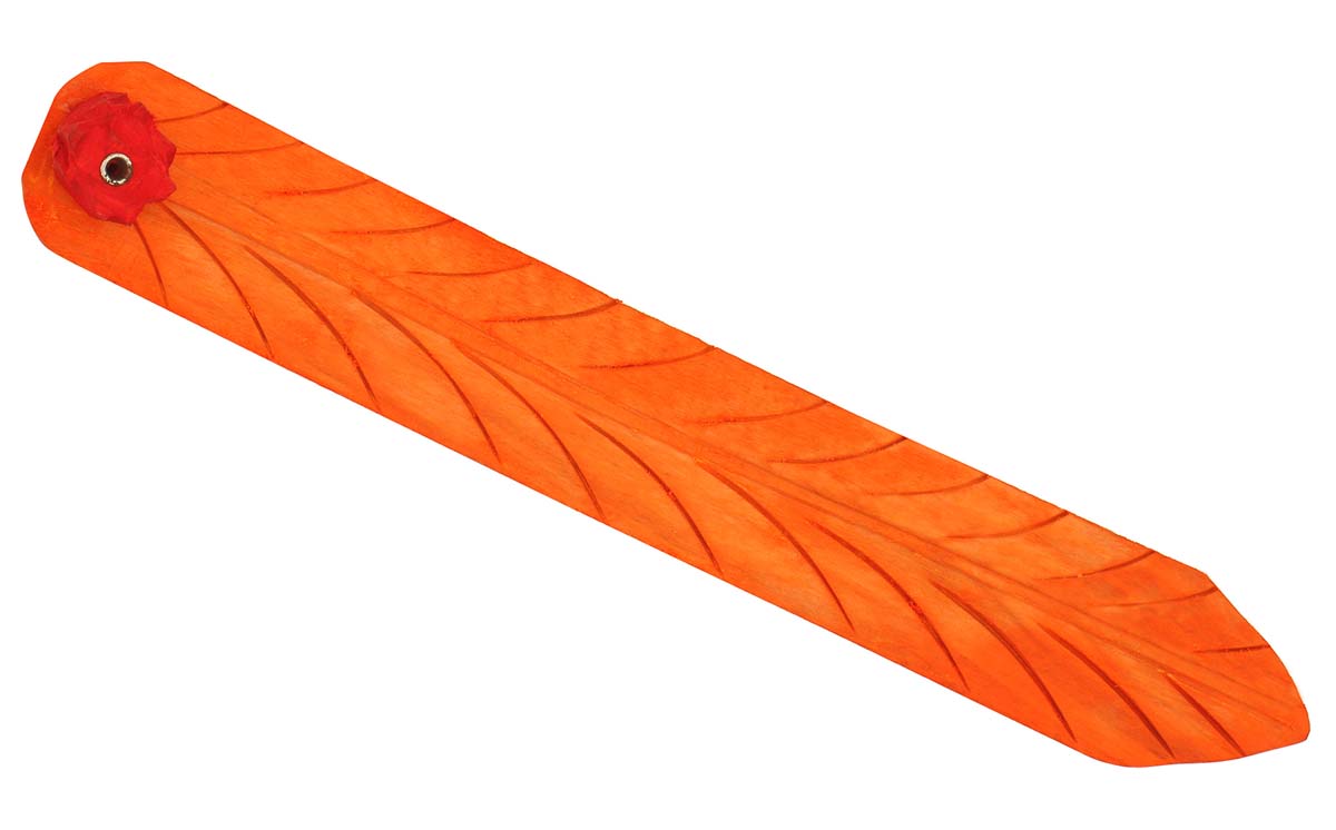 Scented Homes - Handmade 10" Wooden Incense Stick Holder with Lotus Leaf Design in Orange Color - Home Essentials  - Buy in Bulk Wholesale