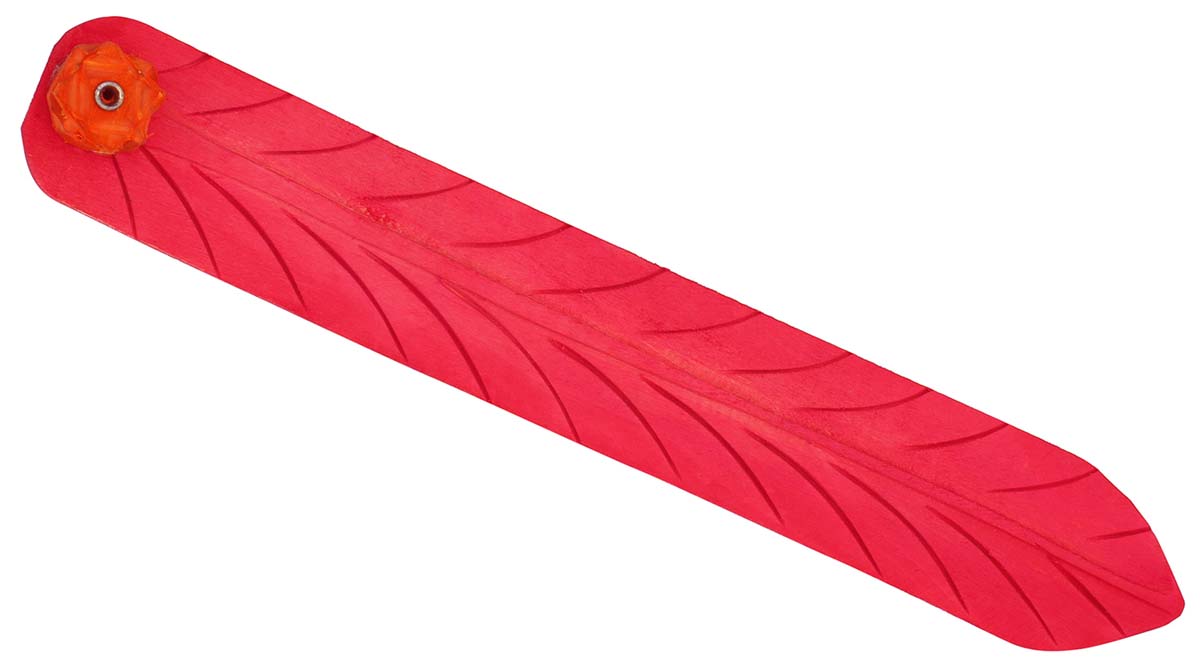 Soothing Aroma - Handmade 10" Wooden Incense Stick Holder with Lotus Leaf Design in Coral-Pink Color - Home Décor - Buy in Bulk Wholesale