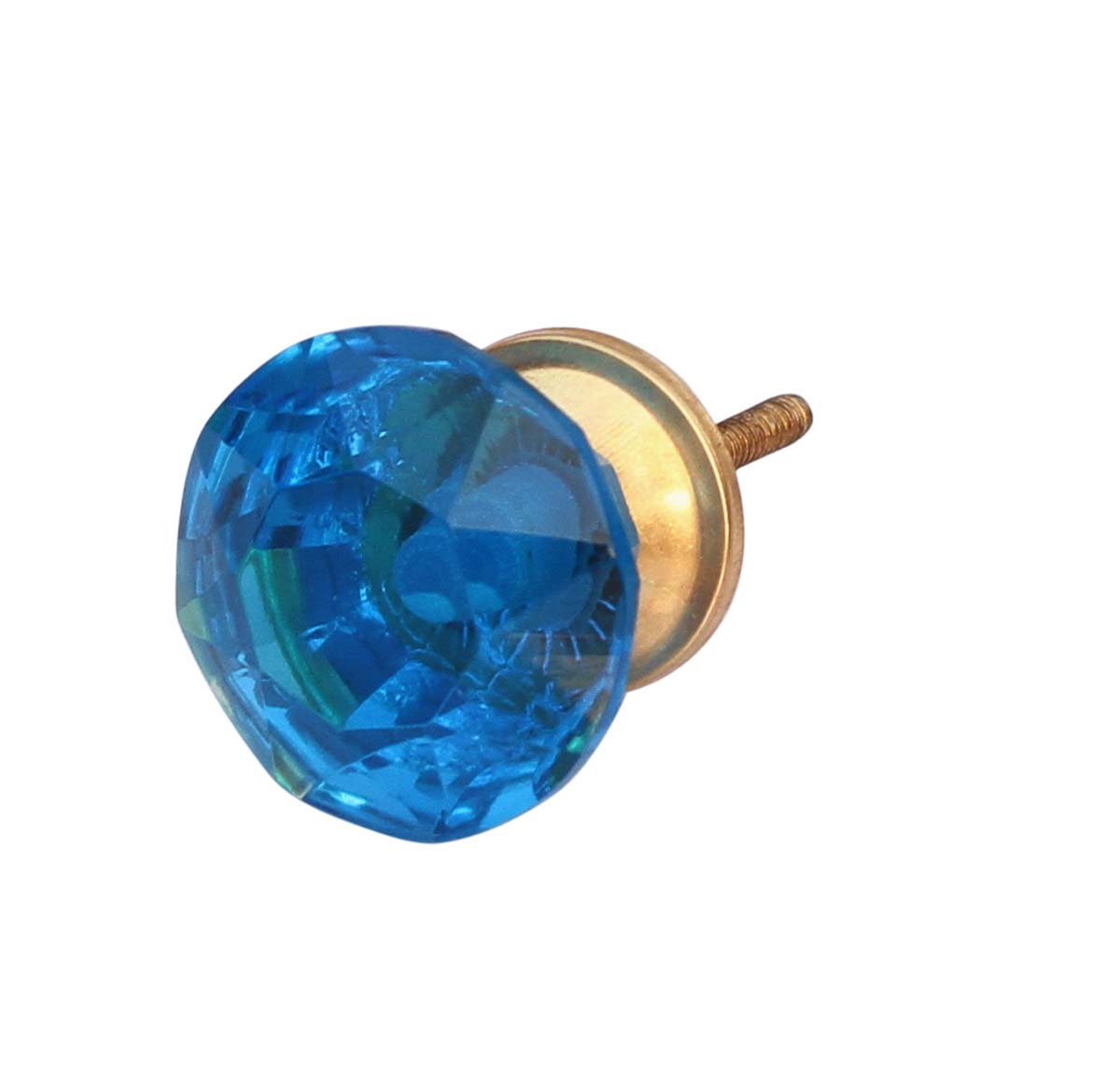 Sapphire Duo – Set of 6 Round Faceted Blue Glass Knobs – Pull Knobs For Cabinets / Girls Dresser / Kids Cupboard / Kitchen Drawers - Hardware Attached - Buy in Bulk Wholesale