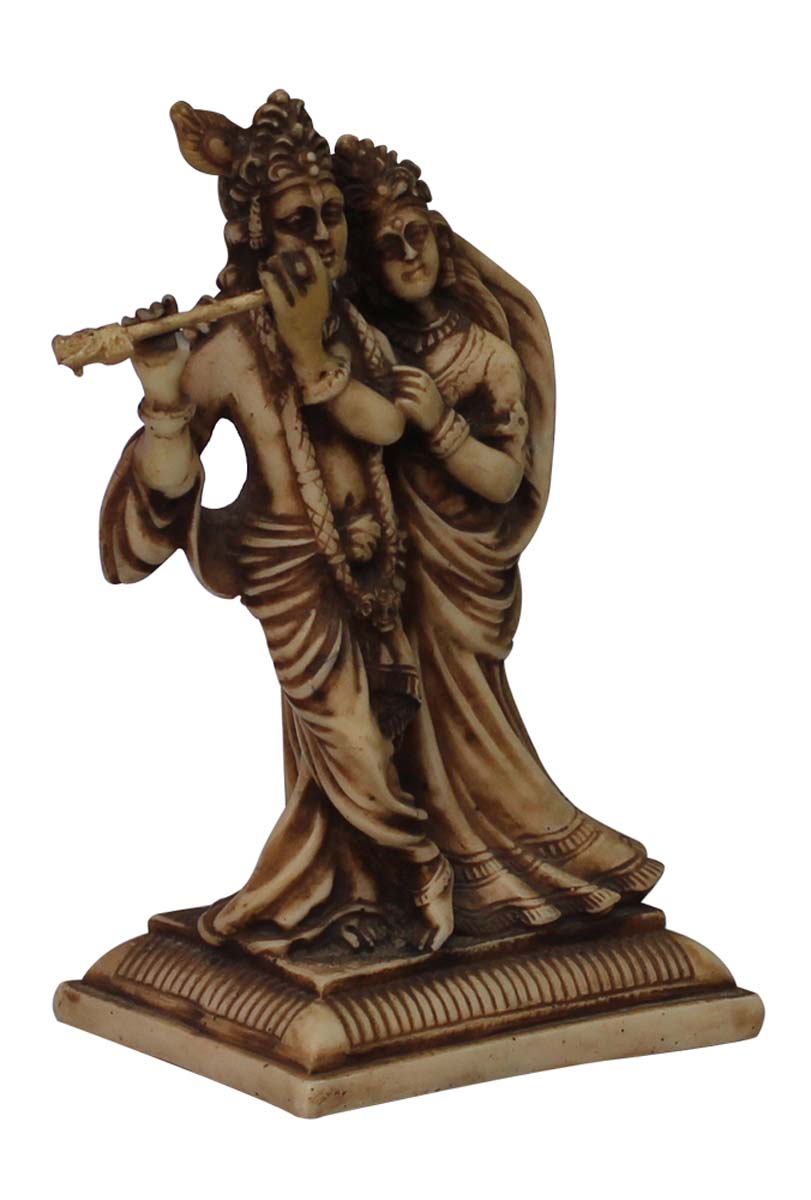 Wholesale Lord Krishna & Radha Figurine in Standing Pose with a Flute - Buy in Bulk 6.5” Hand Carved Acrylic & Wood Hindu God Figurine/Statue - Unique Good Luck Charms Sculpture of Hindu God & Goddess - Home & Office Decor