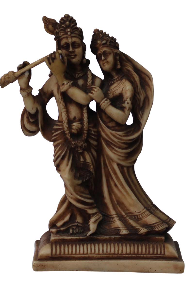 Wholesale Lord Krishna & Radha Figurine in Standing Pose with a Flute - Buy in Bulk 6.5” Hand Carved Acrylic & Wood Hindu God Figurine/Statue - Unique Good Luck Charms Sculpture of Hindu God & Goddess - Home & Office Decor