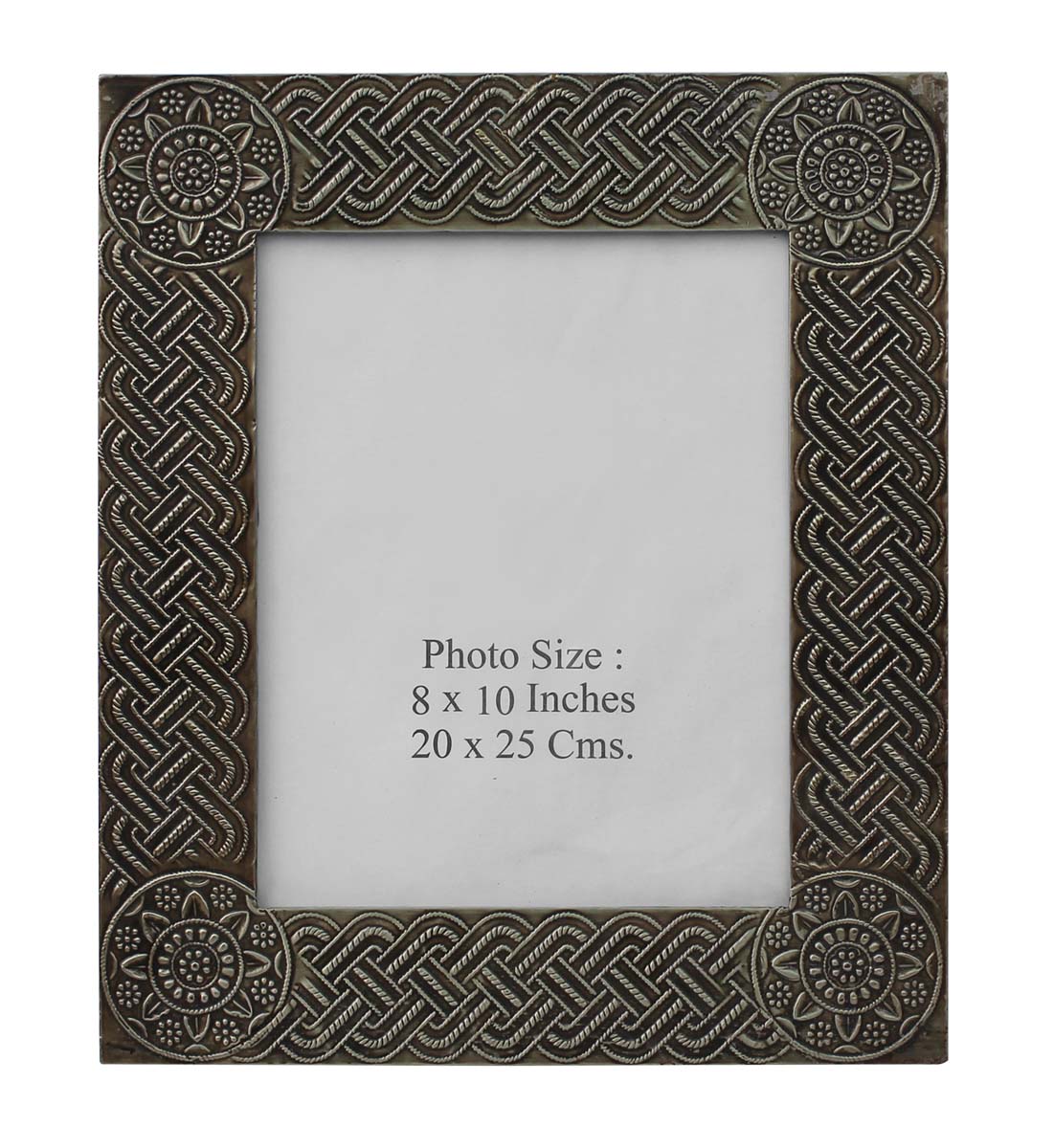 Bulk Source 8x10 Inches Picture Frame - Wholesale Handmade Silver Color MDF Photo Frame in Brass & MDF Decorated with Old Style Motifs - Home Decor Picture Frames from India