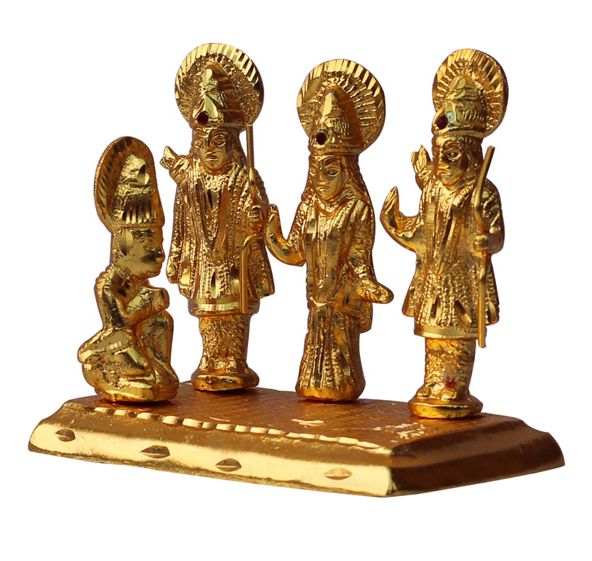 Bulk Wholesale Handmade 5” Golden Decoration Piece / Statues of God Rama, Laxman, Goddess Sita & God Hanuman in Aluminum – Auspicious Gifts / Home Décor from India