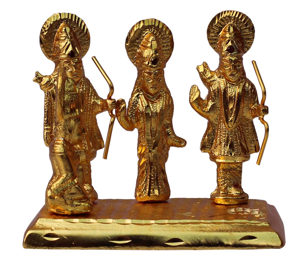 Bulk Wholesale Handmade 5” Golden Decoration Piece / Statues of God Rama, Laxman, Goddess Sita & God Hanuman in Aluminum – Auspicious Gifts / Home Décor from India