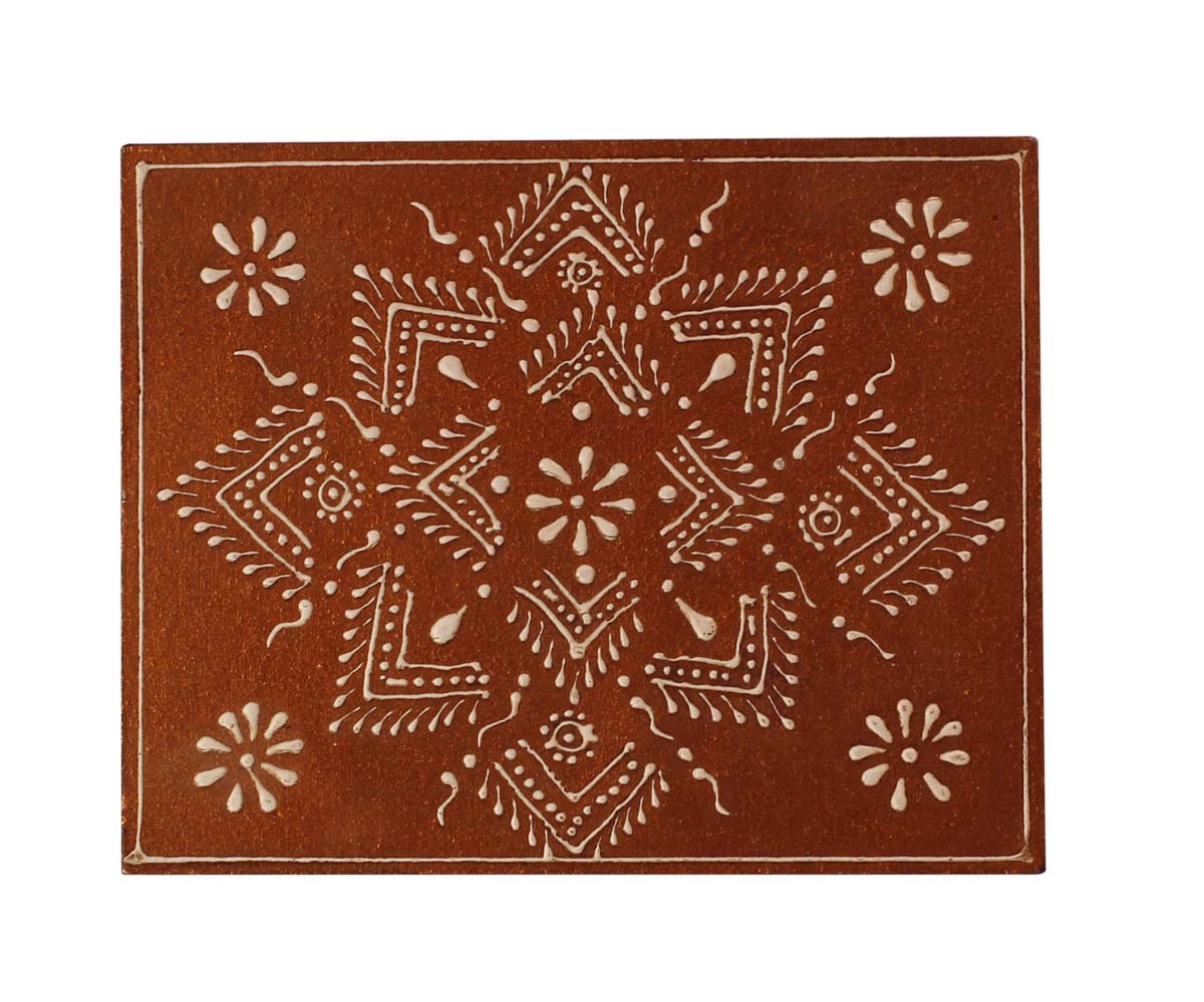 Source 5x4” Wooden Jewelry Box in Bulk - Wholesale Rectangular Shaped Wood Handmade Keepsake Box/Trinket Box in Brown & Natural-Wood Color Decorated with Cone-Painting Art of Traditional-Look Motifs from India
