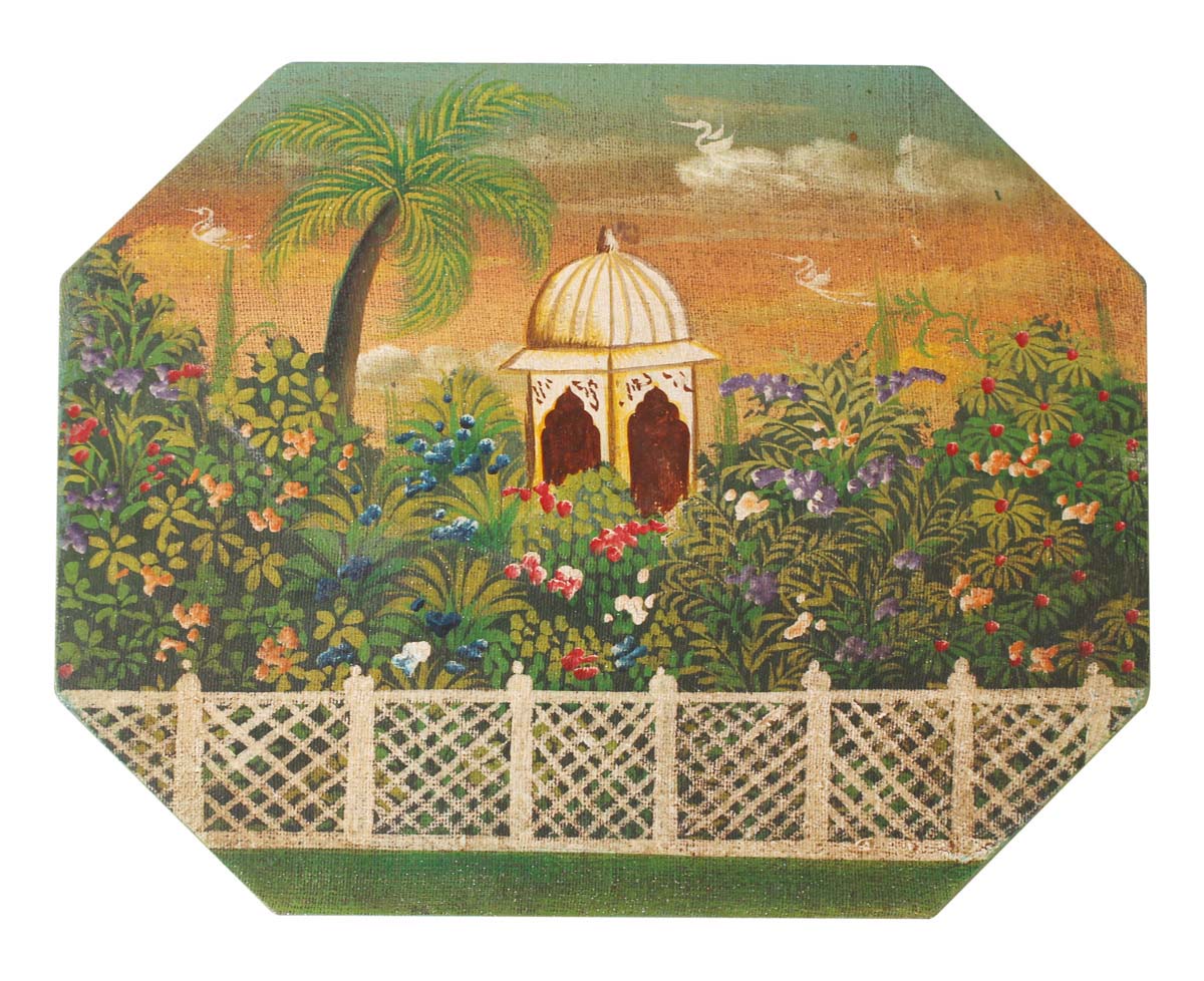 Source 10x8” Octagonal-Shaped Wood Jewelry Box in Bulk - Wholesale Handmade Green Keepsake Box/Trinket Box/Ring Box Decorated with Painting of Nature - Handmade Jewelry Box from India