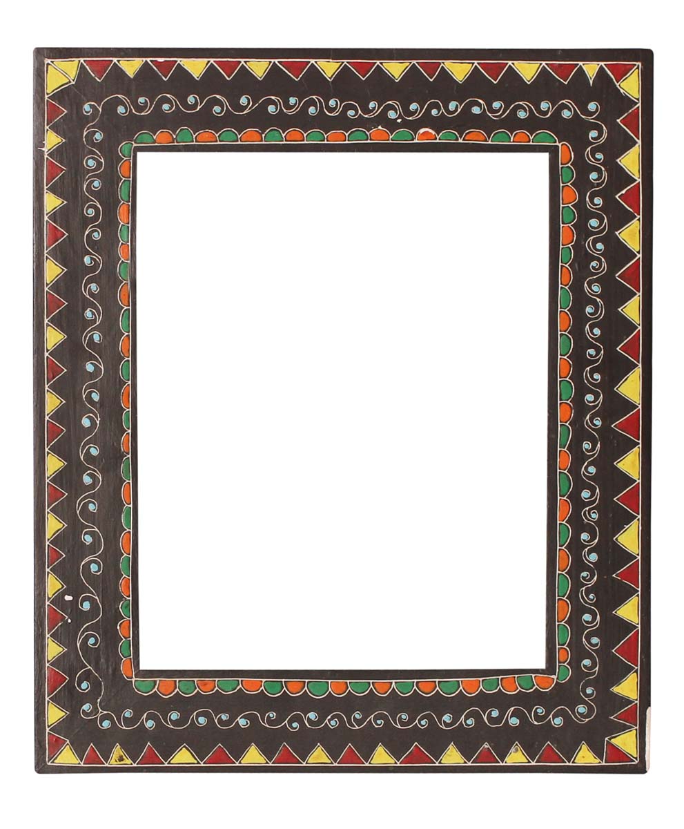 Bulk Buy Black 8x10” Picture Frame - Wholesale Handmade Wooden Photo Frame Decorated with Cone-Painting Art in Red, Yellow & More Bright Colors - Home Decor Accessories from India