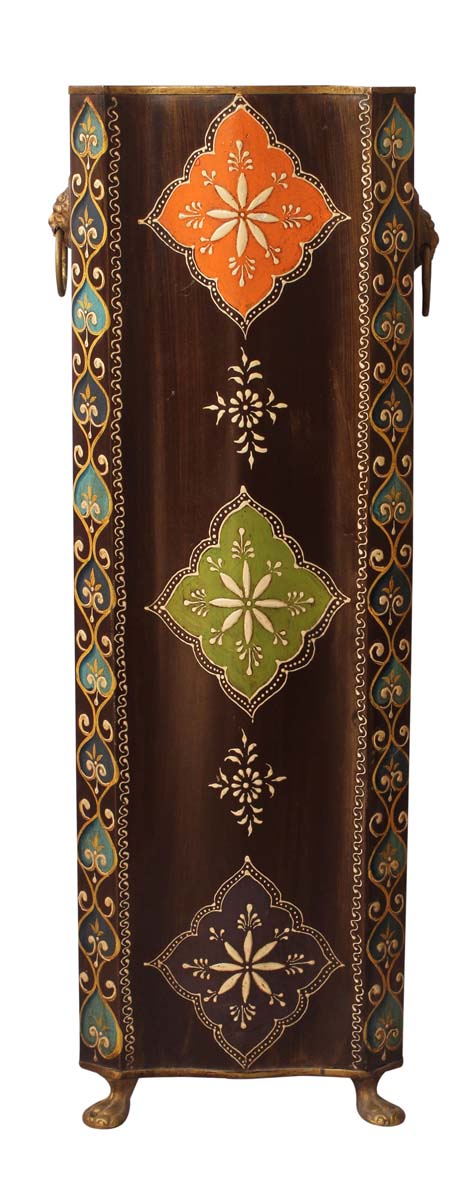 Bulk Wholesale Handmade 24” Iron Umbrella Stand in Brown Color Decorated with Colorful Beads & Cone-Painting Art in Traditional-Look Motifs – Antique-Look Home Essentials from India