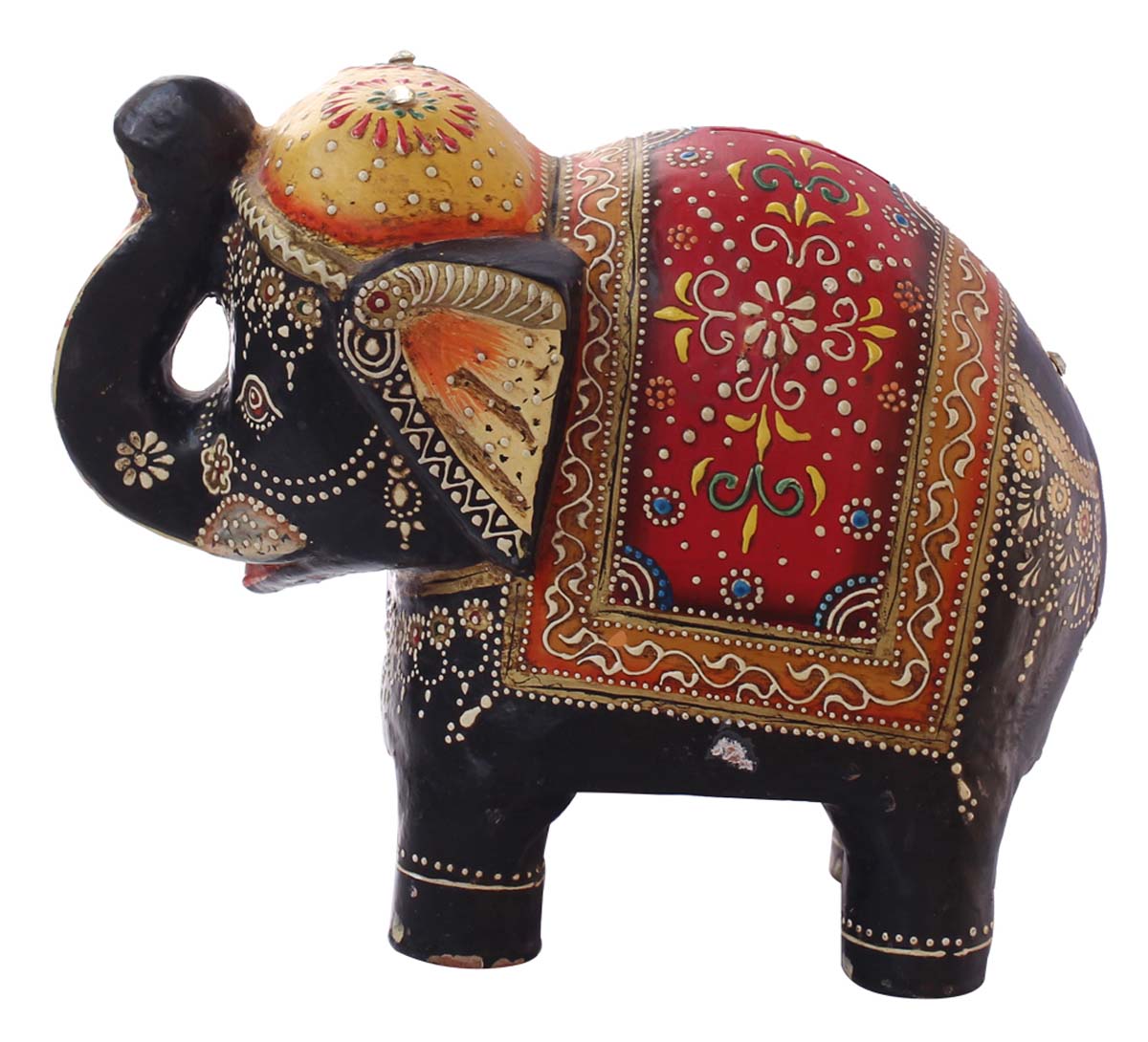 Wholesale Elephant-Shaped 7.5” Cute Piggy/Money Bank - Handmade Elephant-Shaped Coin Bank in Terracotta Decorated with Cone-Painting Art in Bright Colors - Kids Nursery/Home Decor Gifts from India