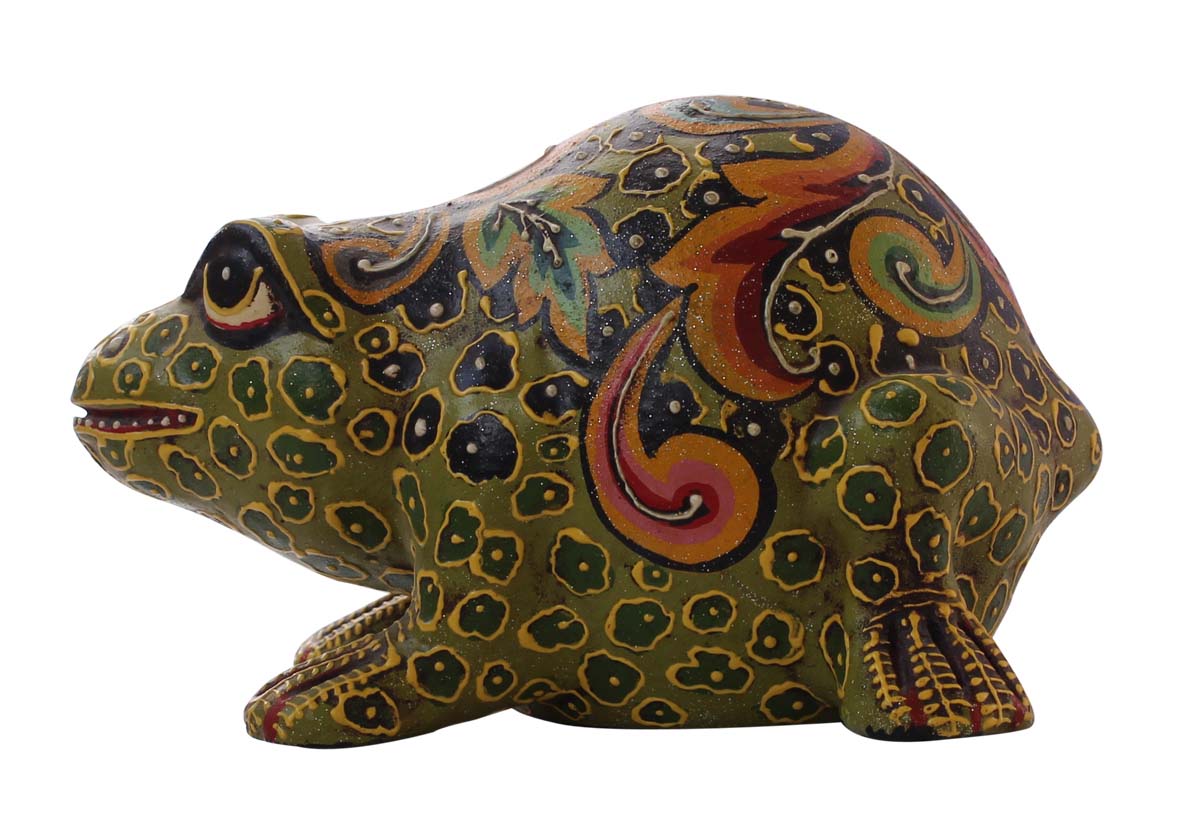 Wholesale Frog Shaped 7” Cute Piggy/Money Bank - Handmade Frog Shaped Green & Black Coin Bank in Terracotta Decorated with Cone-Painting Art in Bright Colors - Kids Nursery/Home Decor Gifts from India