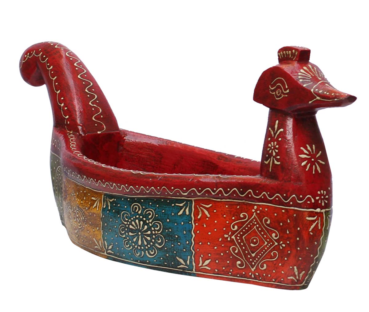 Bulk Wholesale Handmade 20” Wooden in Red Colored Duck Shape Enhanced with Bright Colorful Motifs – Antique-Look Kitchen Accessories / Home Décor from India