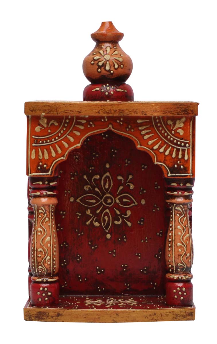 Bulk Wholesale 11” Wall Mounting Decorative Temple – Cone-Painting Art Mandir – Auspicious Gifts & Accessories for Worship
