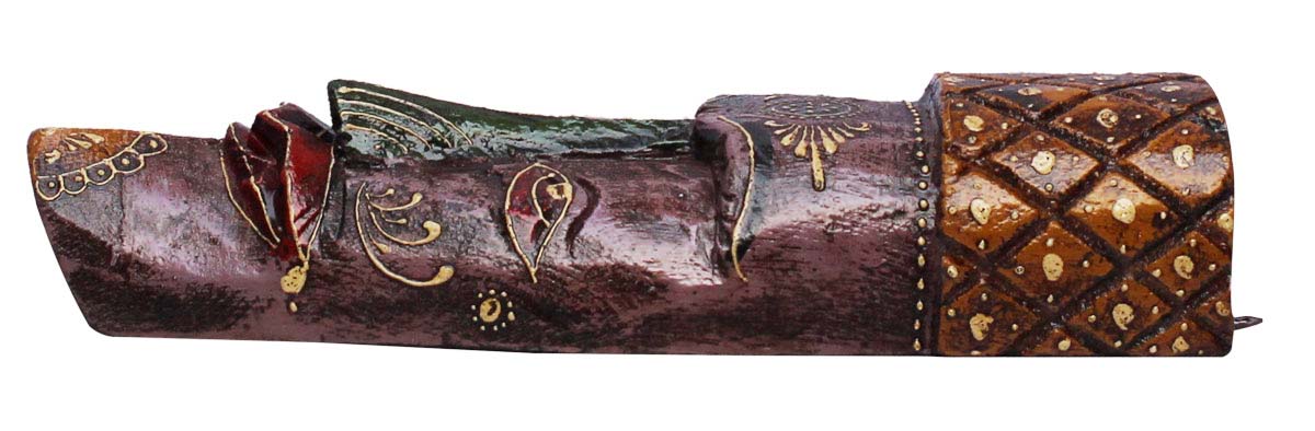 Bulk Wholesale Hand-Crafted 12” Wall Hanging Mask of a Tribal Man in Wood Painted in Red and Olive-Green Color – Antique-Look Home Décor in Old World Cone-Painting Art