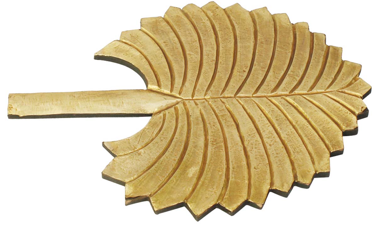 Bulk Wholesale Handmade 10” MDF Coconut Leaf Shaped Wall-Hanging Decorated with Brass Work – Antique-Look Home Décor from India