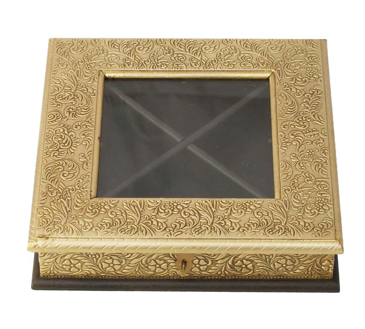 Bulk Wholesale MDF Dry Fruit Box Decorated Hand-Carved 9.5” with Brass Inlay Work - Antique-Look Dining/Kitchen Essentials