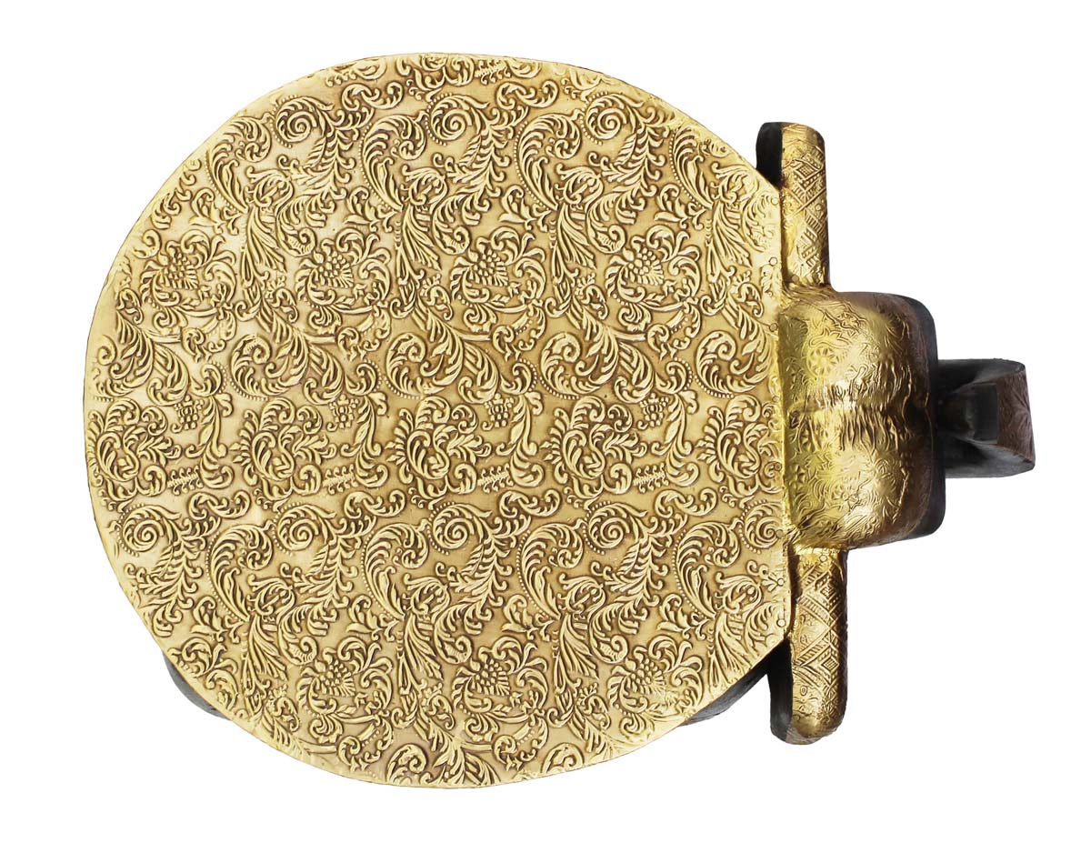 Bulk Wholesale Handmade 13” Wood Elephant Shaped Side Table in Black Decorated with Old World Golden Brass Embossing – Antique-Look Side Tables from India