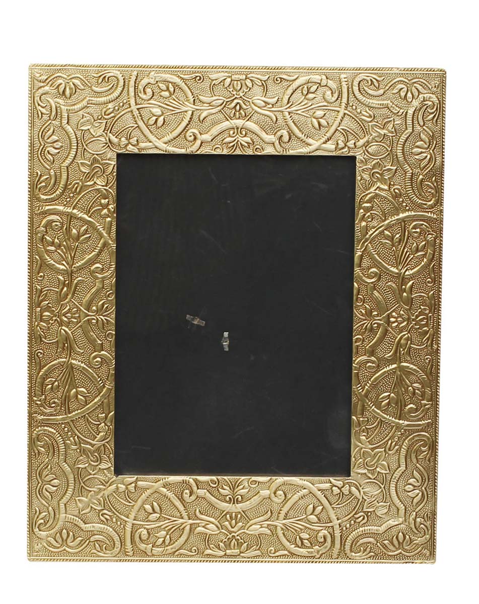 Bulk Buy 5x7 Inches Wooden Picture Frame in Black & Golden Color - Wholesale Handmade Wooden Photo Frame Decorated with Brass Embossing in Traditional-Look Motifs - Home Decor Picture Frames from India