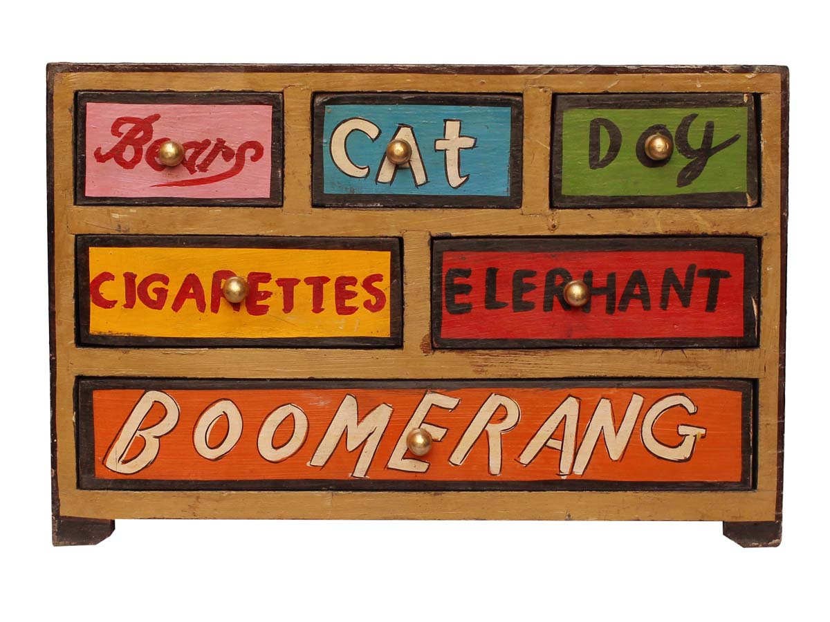 Bulk Wholesale Hand-Crafted 12” Wooden Box with 6 Chest Drawers & ‘Hot Wheels’ and more Written on it – Decorative Box for Jewelry / Kitchen